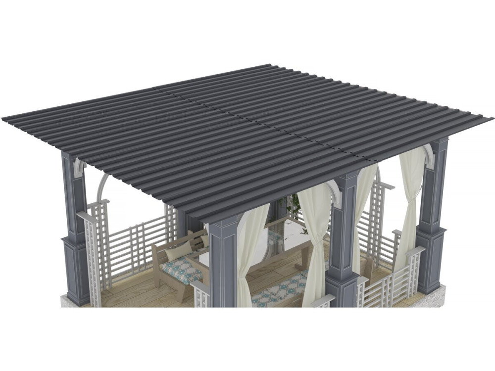 Set di 12 pannelli di rivestimento "Atlanta" in acciaio zincato - 129 x 42 cm - Grigio