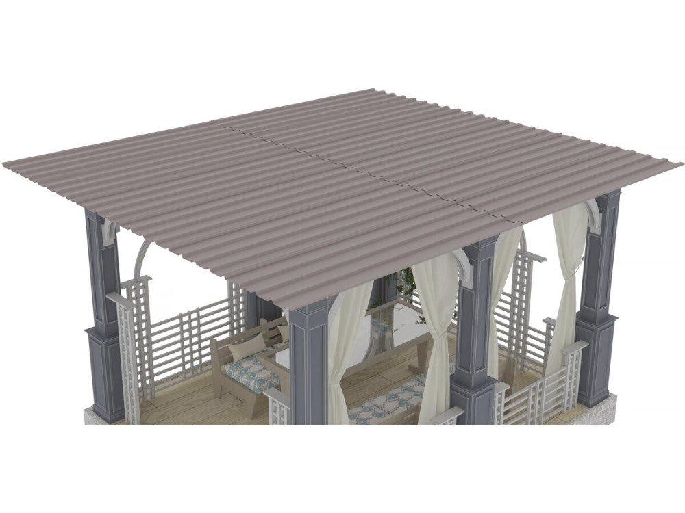 Set di 12 pannelli di rivestimento in acciaio zincato "Atlanta" - 129 x 42 cm - Taupe