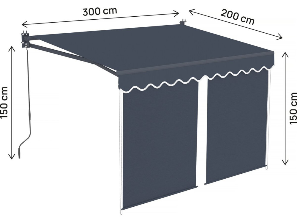 Tenda da sole "Shadow" con mantovana in alluminio 2 x 3 m - Grigio antracite
