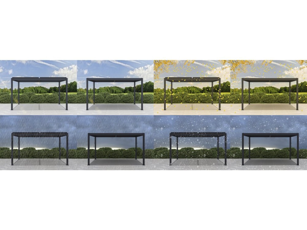 Pergola bioclimatica "Windsor" in alluminio con led 3 x 4 - Grigio