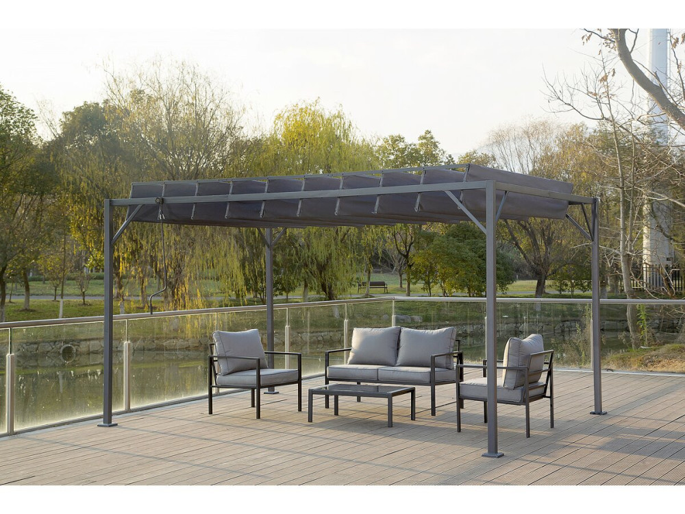 Pergola bioclimatica in tessuto "Lodge" da 3 x 4 m - Antracite