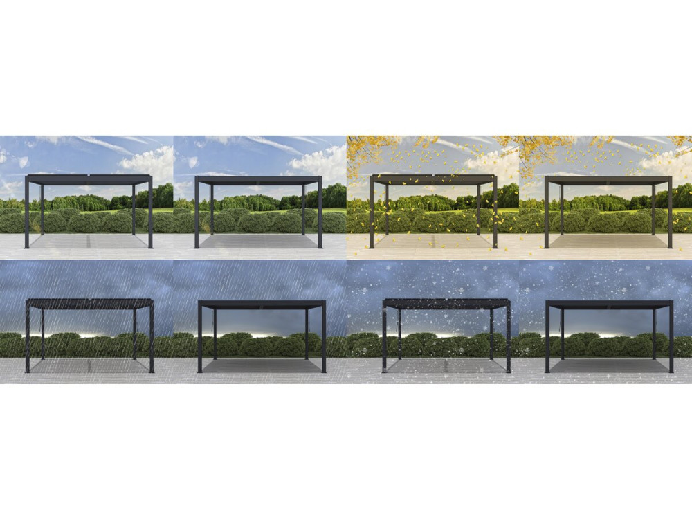 Pergola bioclimatica in alluminio "Windsor" - 3 x 4 m - Antracite