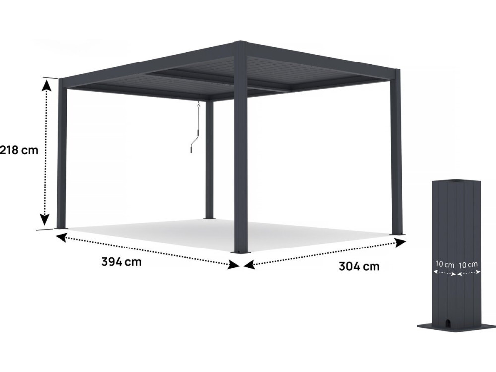 Pergola bioclimatica in alluminio "Windsor" - 3 x 4 m - Antracite