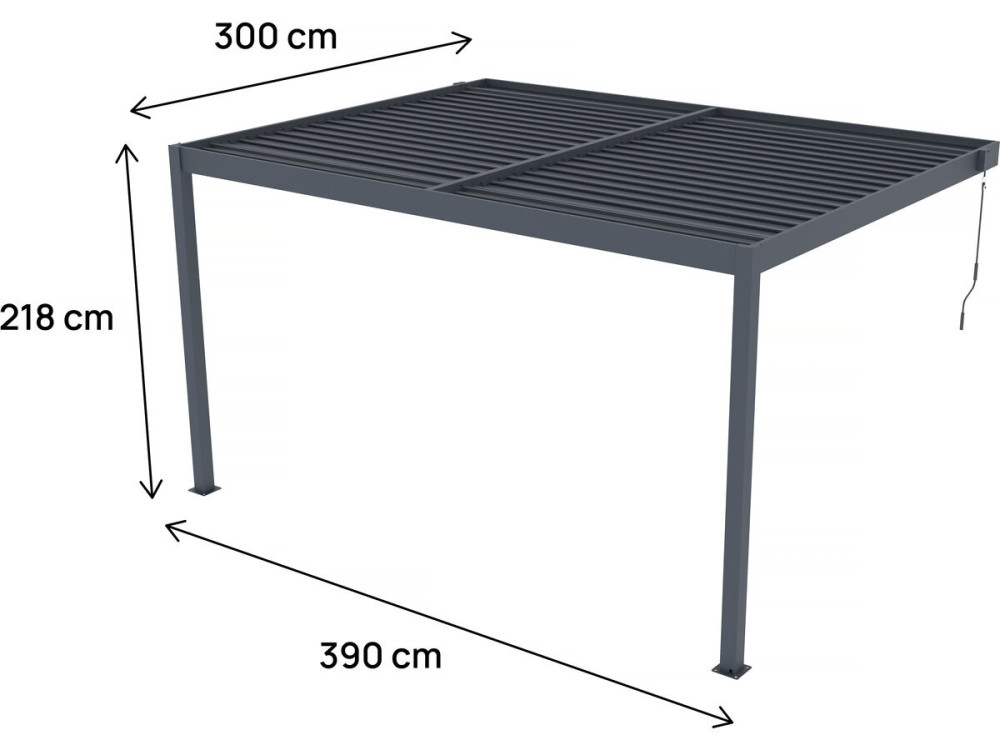 Pergola addossata in alluminio "Windsor" - Grigio antracite - 3 x 4 m