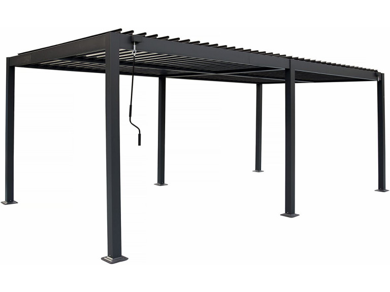 Pergola bioclimatica autoportante Kensington in alluminio - 3 x 6 m - Grigio