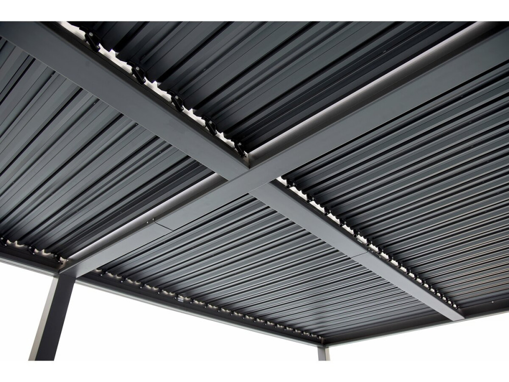 Pergola bioclimatica autoportante Kensington in alluminio - 3 x 6 m - Grigio