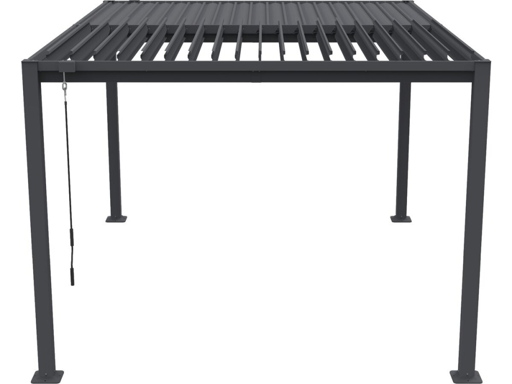 Pergola bioclimatica "Howard" con tenda e zanzariera - 3 x 4 m - Grigio
