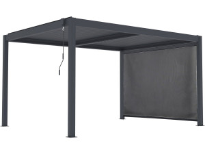 Pergola bioclimatica "Windsor premium" con led e tenda in alluminio - 3 x 4 m - Grigio