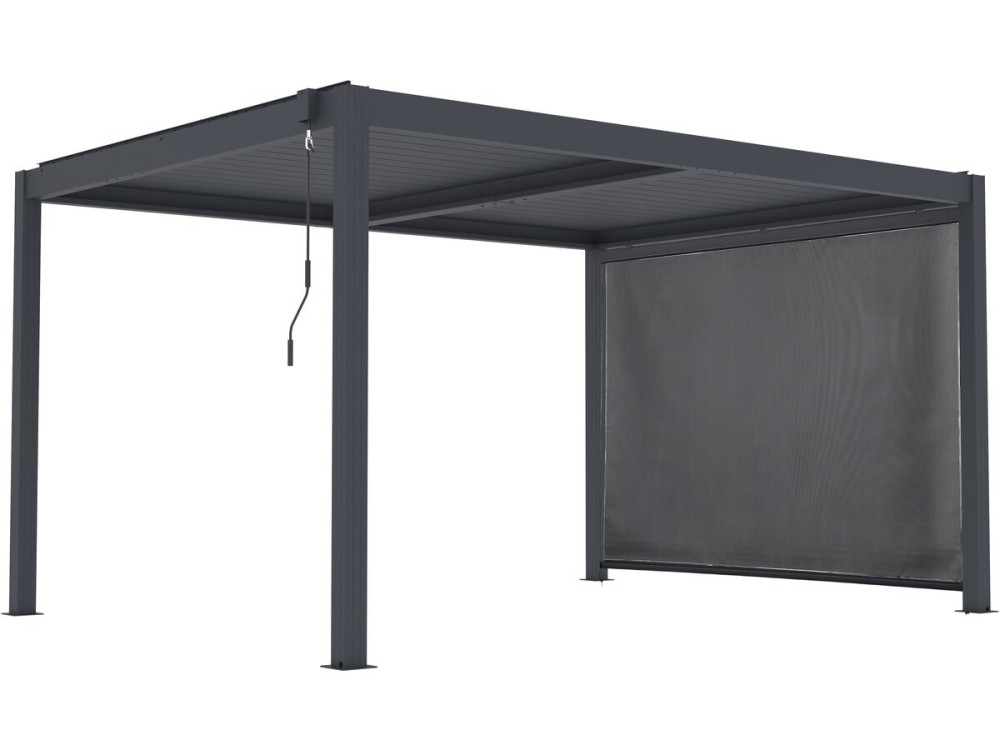 Pergola bioclimatica "Windsor premium" con led e tenda in alluminio - 3 x 4 m - Grigio