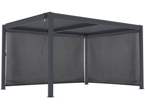 Pergola bioclimatica "Windsor premium" con led e 2 tende in alluminio - 3 x 4 m - Grigio