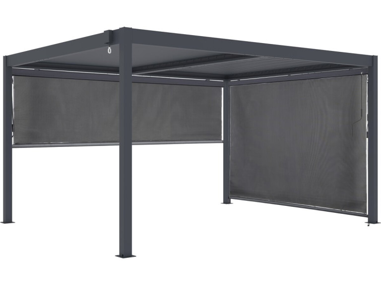 Pergola bioclimatica con 2 tende in alluminio "Windsor" - 3 x 4 m - Grigio