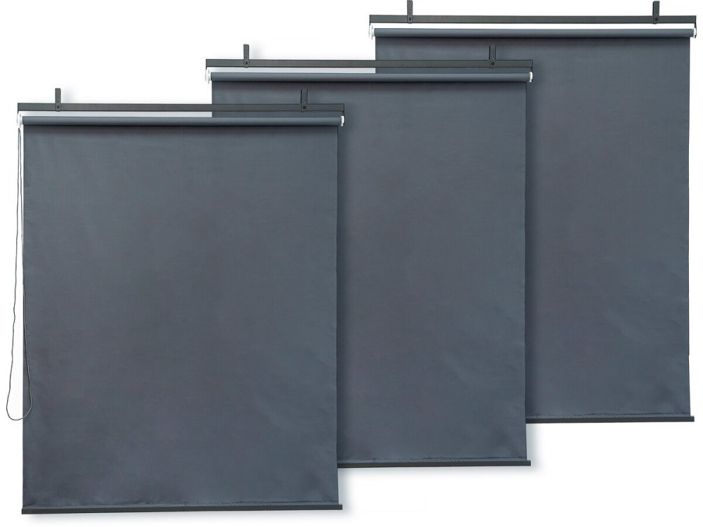 Set di 3 rulli retrattili in metallo - 124,5 x 225 cm - Antracite