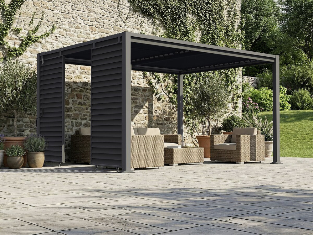 Persiana in acciaio zincato "Clifford" per pergola bioclimatica - 92 x 4 x 208 cm - Grigio