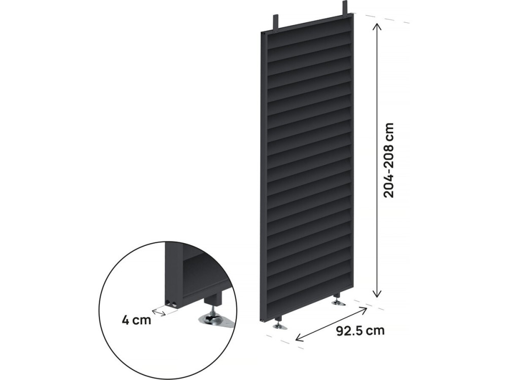 Persiana in acciaio zincato "Clifford" per pergola bioclimatica - 92 x 4 x 208 cm - Grigio