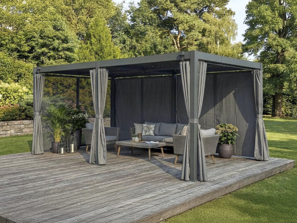 Tenda "Kensington" per pergola bioclimatica - 3 x 5 m - Grigio