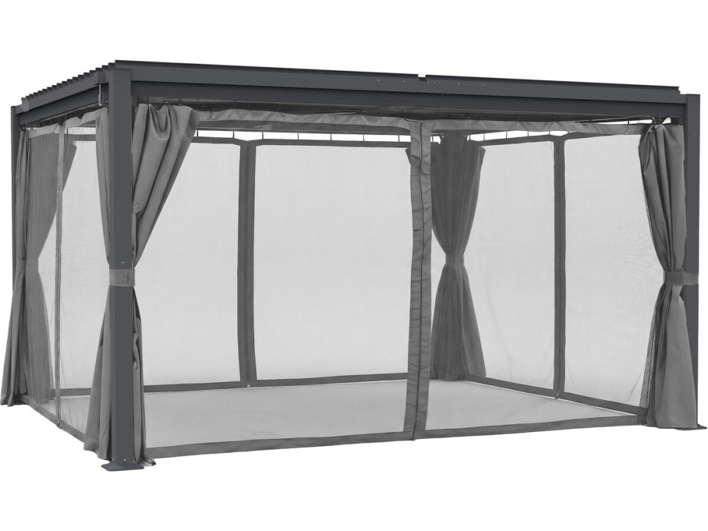 Tenda "Howard" + zanzariera per pergola bioclimatica - 3 x 4 m - Grigio