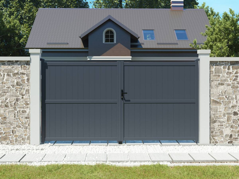 Cancello in alluminio "Maurice" - 349,5 x 180,9 cm - Grigio