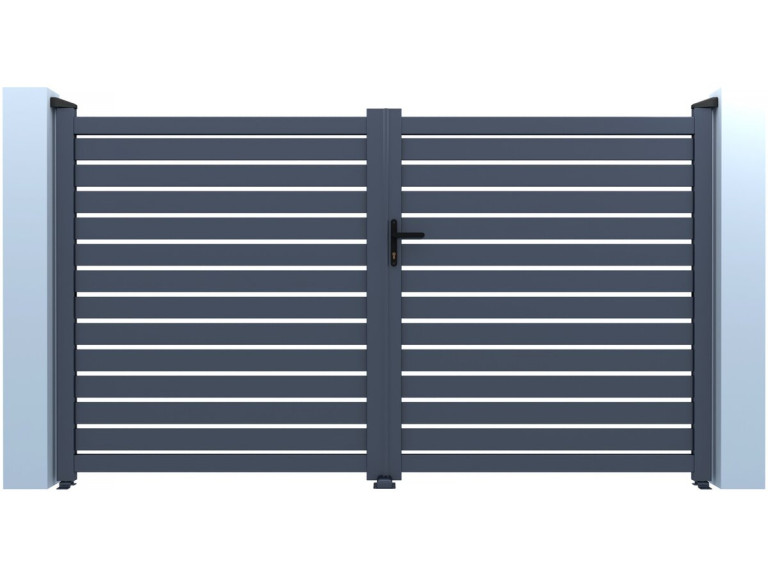 Cancello in alluminio semi-traforato "Julien" - 300 x 140 cm - Grigio