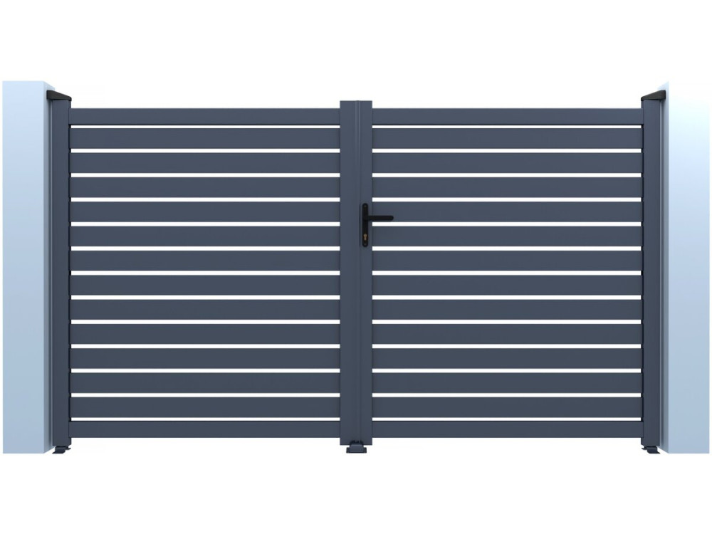 Cancello in alluminio semi-traforato "Julien" - 300 x 140 cm - Grigio