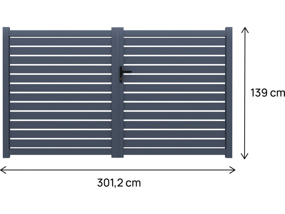 Cancello in alluminio semi-traforato "Julien" - 300 x 140 cm - Grigio