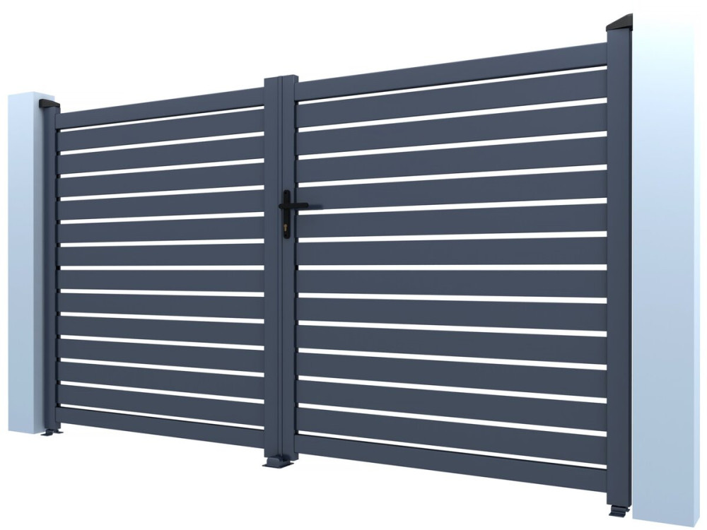 Cancello in alluminio semi-traforato "Julien" - 300 x 140 cm - Grigio