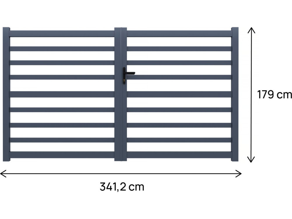 Cancello in alluminio traforato "Martin" - 340 x 180 cm - Grigio