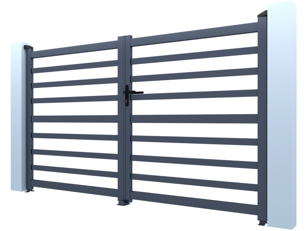 Cancello in alluminio traforato "Martin" - 340 x 180 cm - Grigio