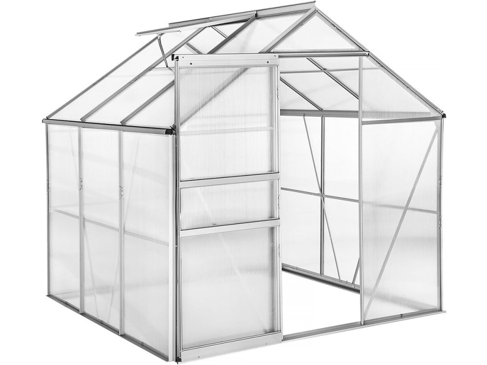Serra da giardino in policarbonato 190 x 190 x 195 cm "Basilic" - 3,61 m² - Grigio