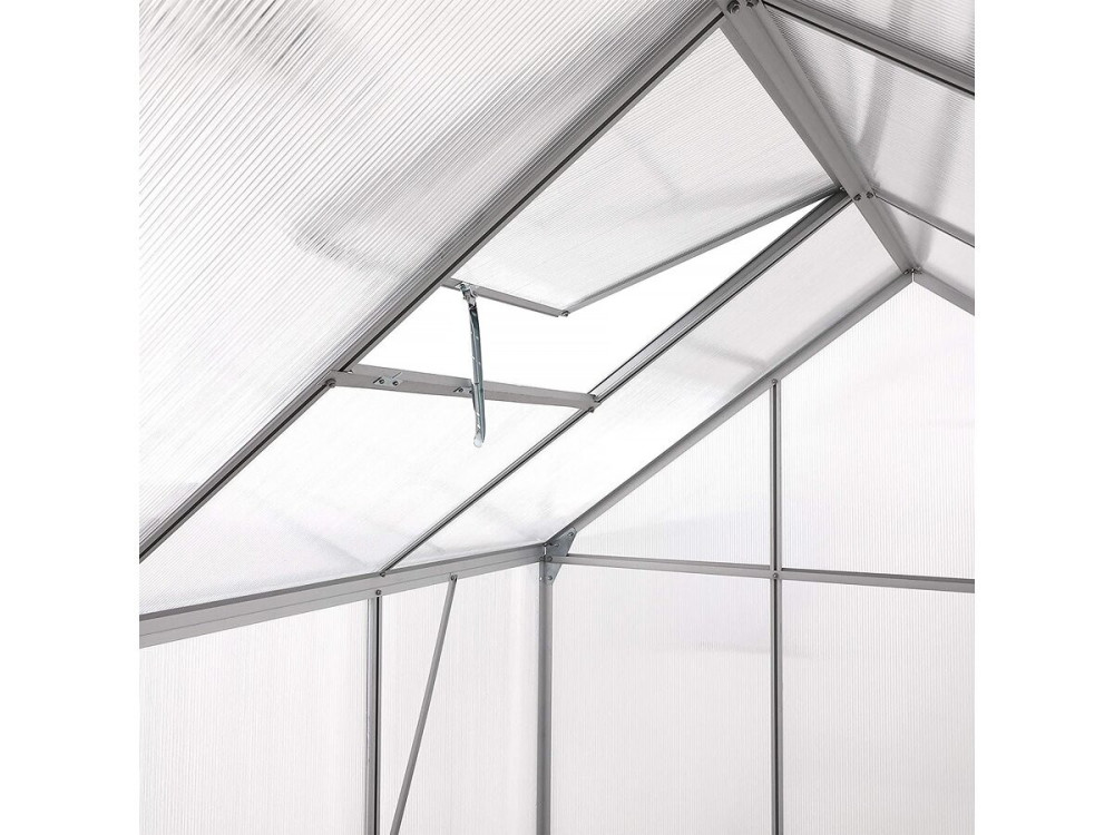 Serra da giardino in policarbonato 430 x 190 x 195 cm "Basilic" - 8,17 m² - Grigio