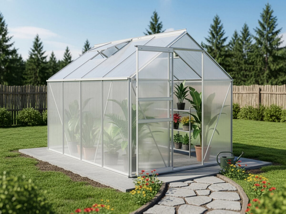 Serra da giardino in policarbonato 250 x 190 x 195 cm "Basilic" - 4,75 m² - Grigio