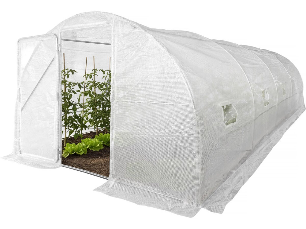 Serra a tunnel da giardino "Mimosa" con porta - 18 m² - 180 g - Bianco
