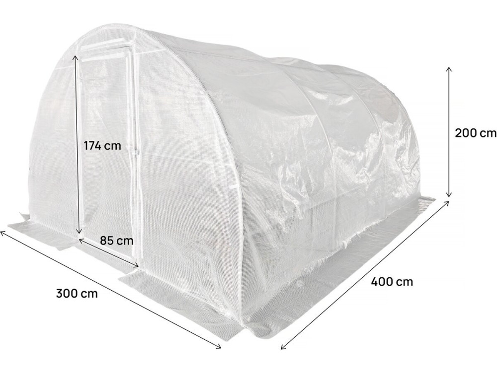 Serra a tunnel da giardino "Mimosa" con porta - 12 m² - 180 g - Bianco