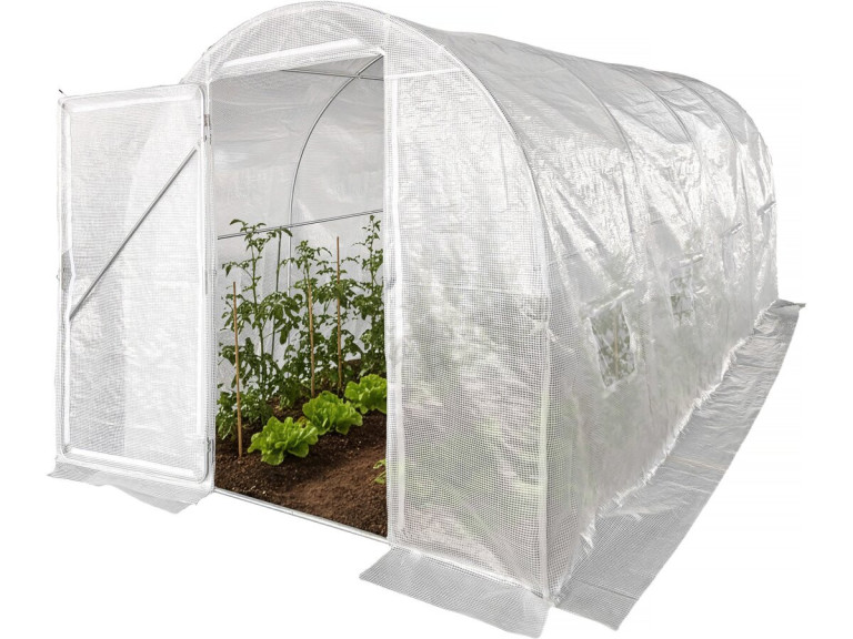 Serra a tunnel da giardino "Mimosa" con porta - 9 m² - 180 g - Bianco