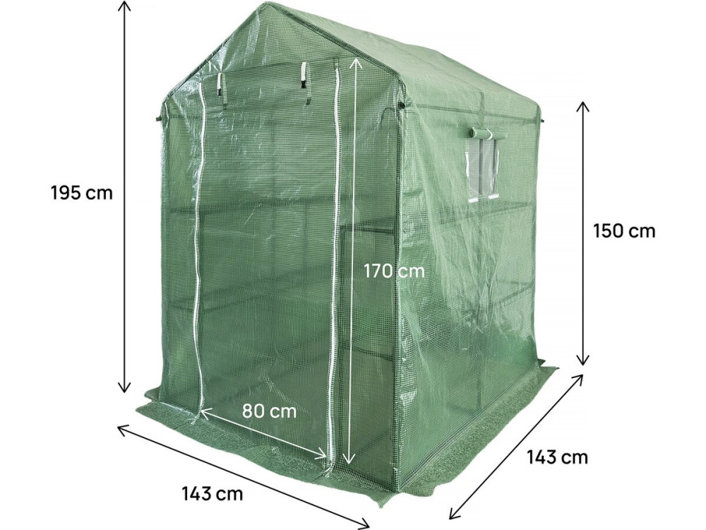 Serra per pomodori da giardino "Lys" con ripiani - 2,04 m² - 130 g - Verde