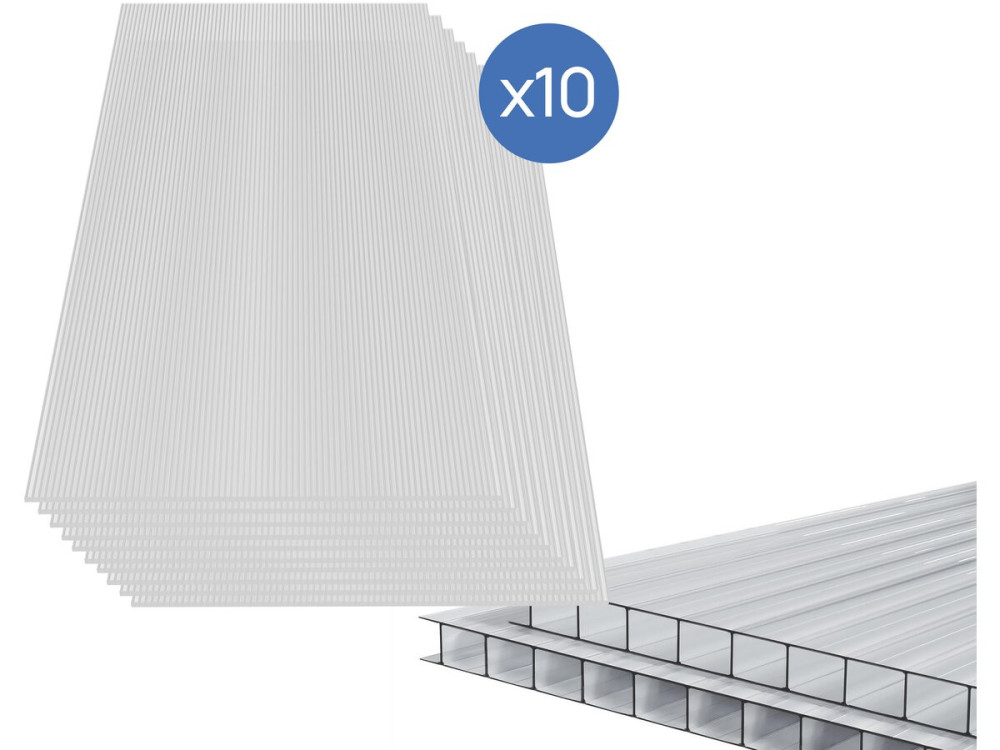 Set di 10 pannelli in policarbonato da 4 mm "Michigan" 7,9 m²
