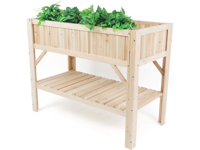Orto quadrato in legno "Magnolia" su gambe - 115 x 57 x 90 cm - Beige