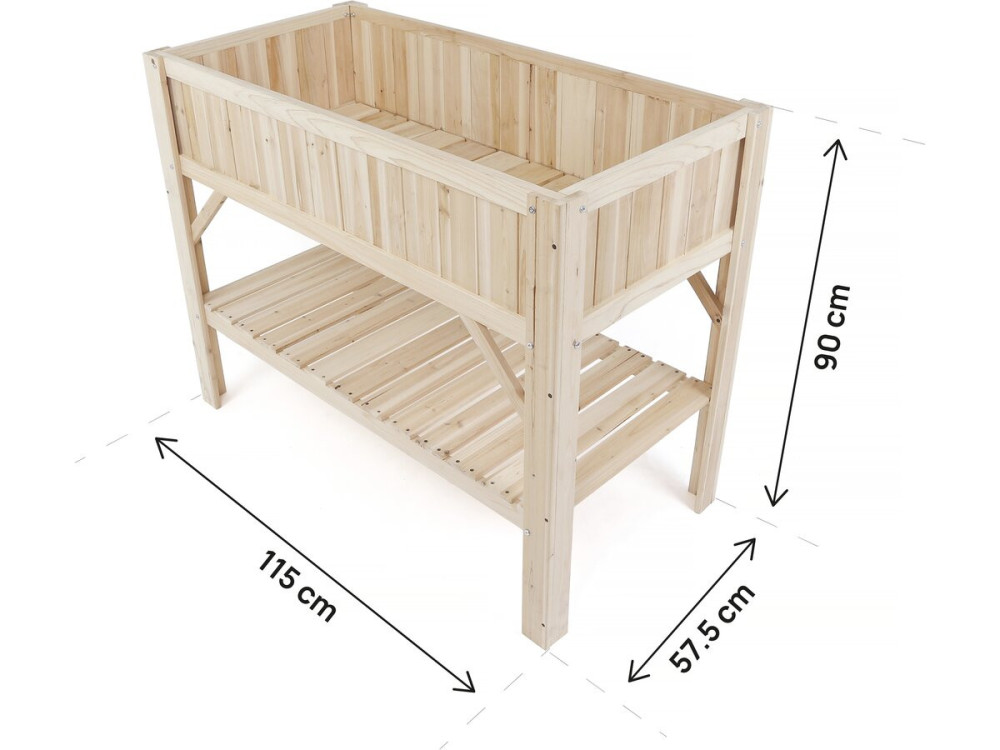 Orto quadrato in legno "Magnolia" su gambe - 115 x 57 x 90 cm - Beige