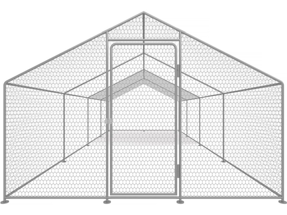 Recinto per galline 24 m² Rete metallica 8 x 3 x 2 M in acciaio zincato