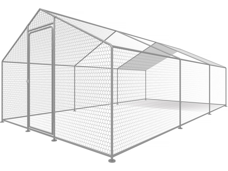 Recinto per polli 18 m² Rete metallica 6 x 3 x 2 M in acciaio zincato