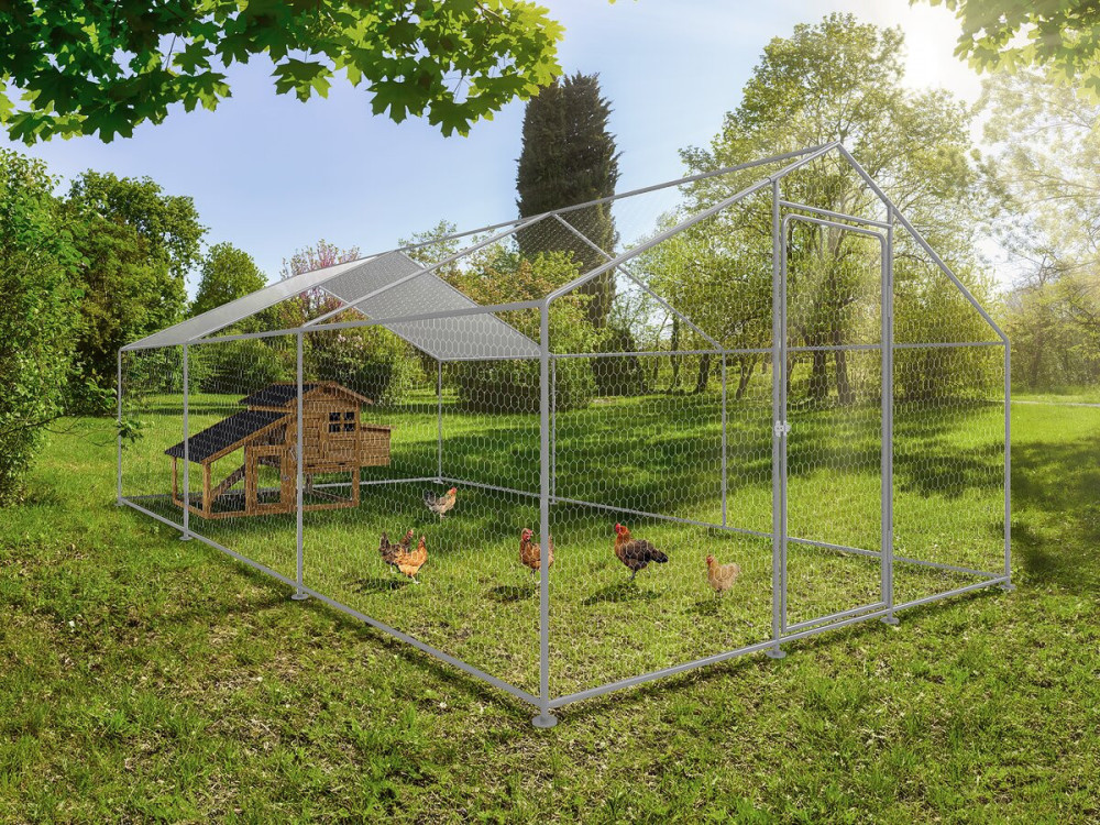 Recinto per polli 18 m² Rete metallica 6 x 3 x 2 M in acciaio zincato