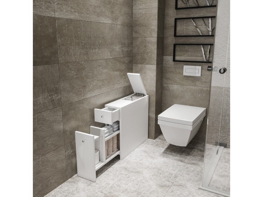 Mobile da bagno in legno "Calencia" - 60 x 19 x 55 cm - Bianco