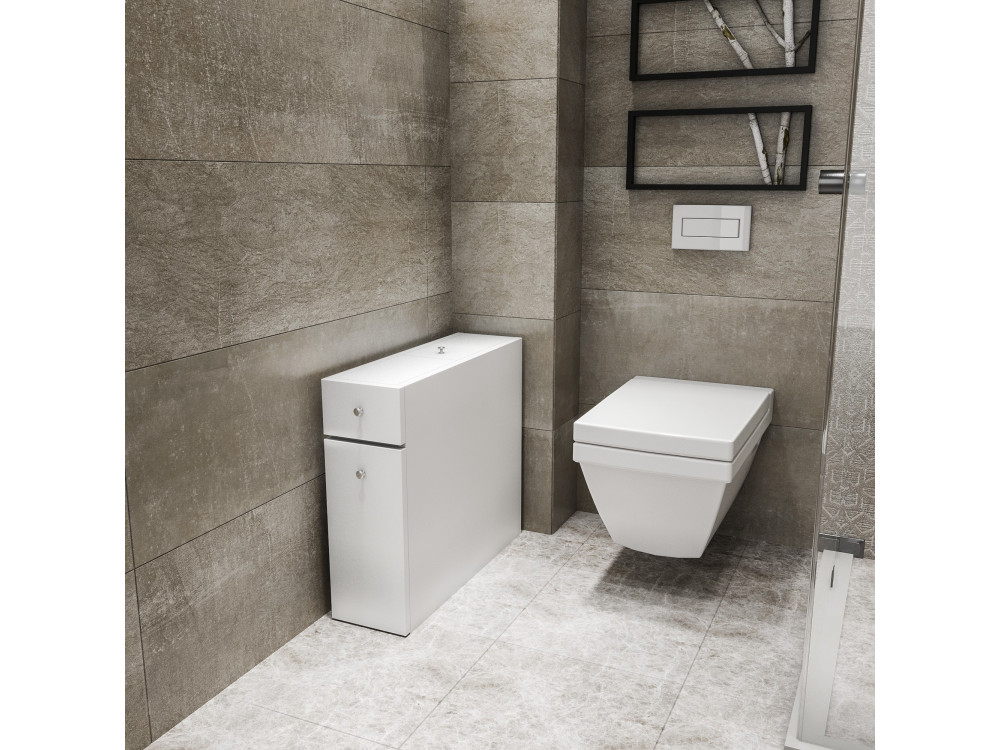 Mobile da bagno in legno "Calencia" - 60 x 19 x 55 cm - Bianco