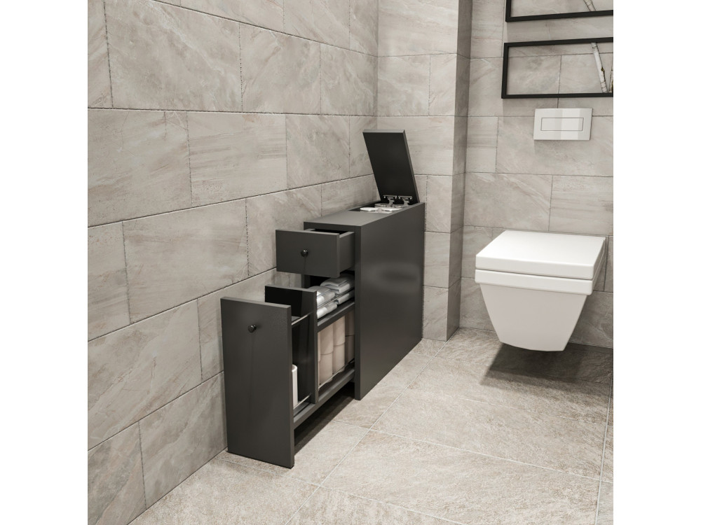 Mobile bagno in legno "Calencia" - 60 x 19 x 55 cm - Grigio antracite