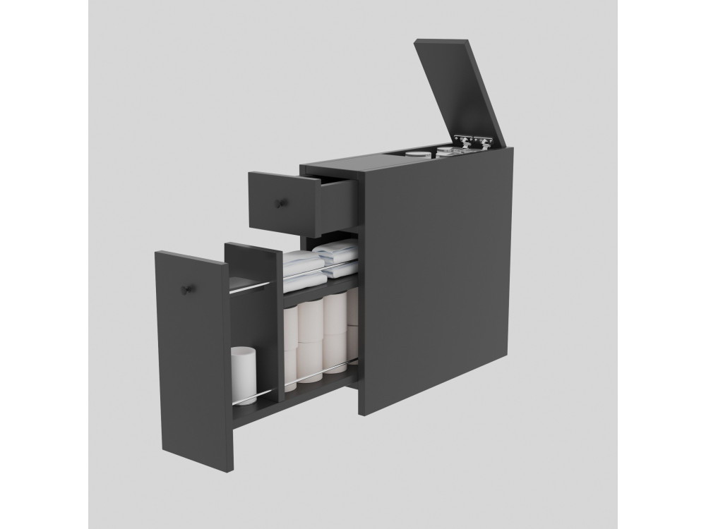 Mobile bagno in legno "Calencia" - 60 x 19 x 55 cm - Grigio antracite