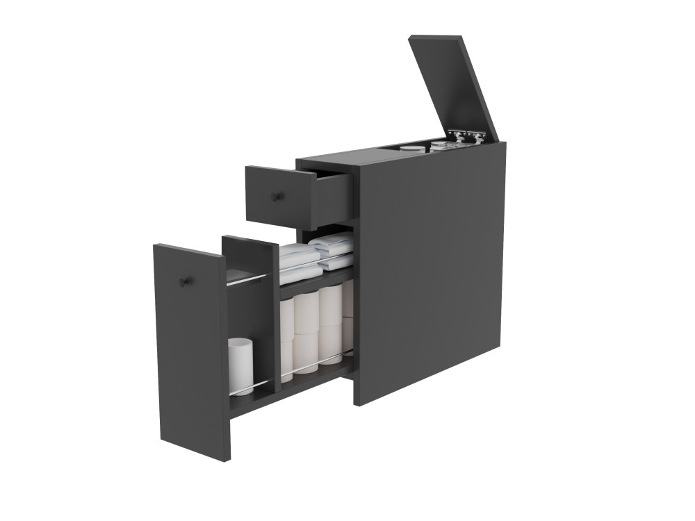 Mobile bagno in legno "Calencia" - 60 x 19 x 55 cm - Grigio antracite