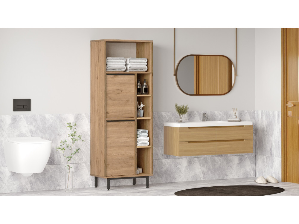 Mobile da bagno in legno "ON10C" - 60 x 46 x 161 cm - Marrone