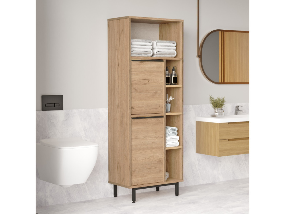 Mobile da bagno in legno "ON10C" - 60 x 46 x 161 cm - Marrone
