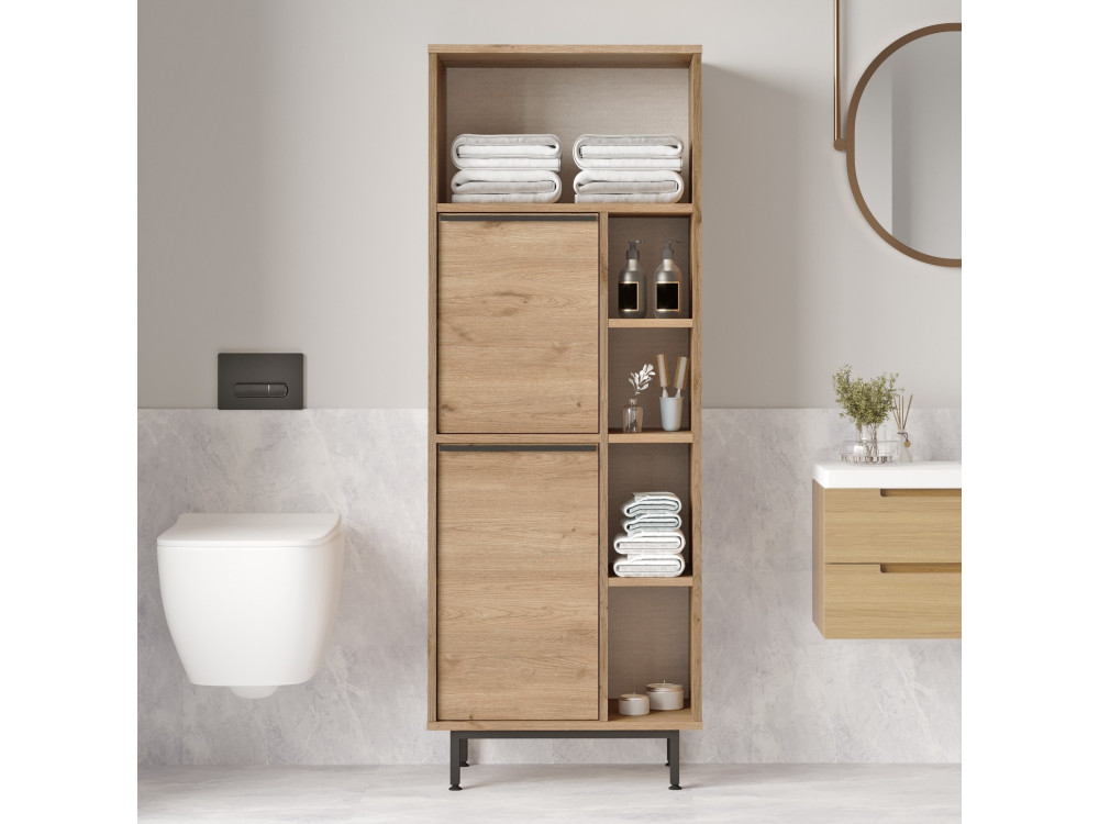 Mobile da bagno in legno "ON10C" - 60 x 46 x 161 cm - Marrone