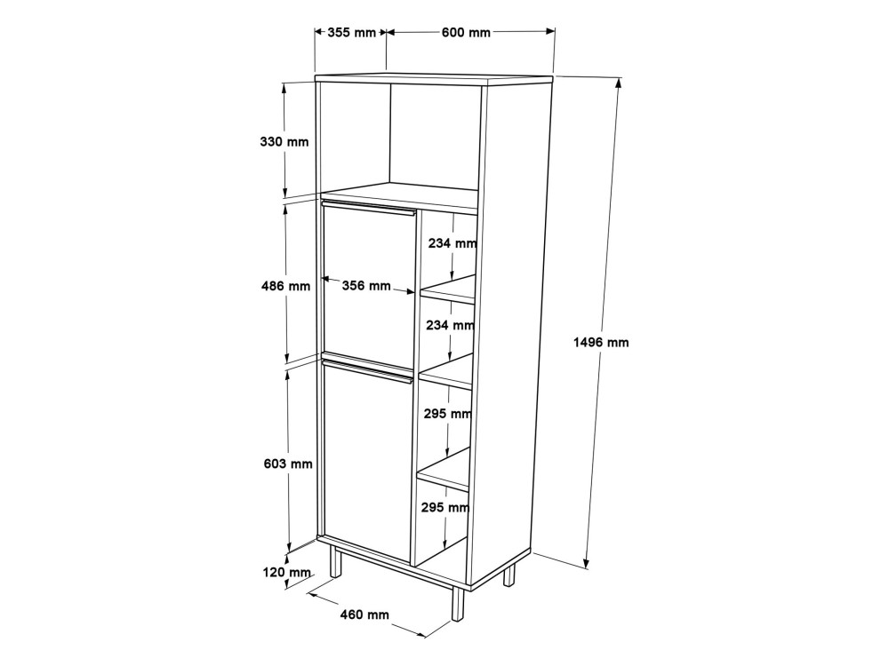 Mobile da bagno in legno "ON10C" - 60 x 46 x 161 cm - Marrone