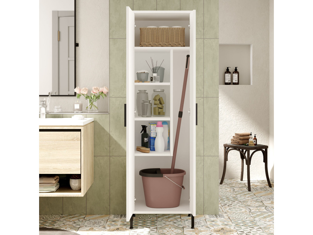 Armadio multifunzionale in legno "Jienna" - 50 x 36 x 165 cm - Bianco